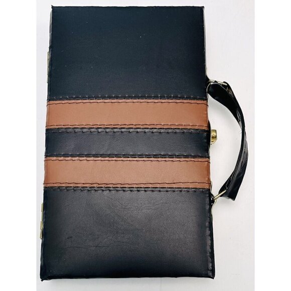 VTG 28pc DOMINO SET w/ Metal Brass Spinners Brown Faux Leather Carry Case *Read* - Picture 6 of 9